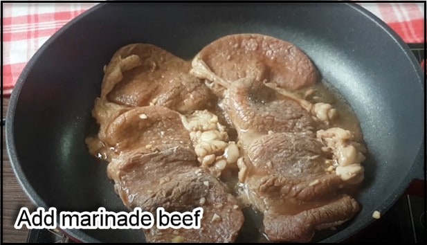 Add marinade beef