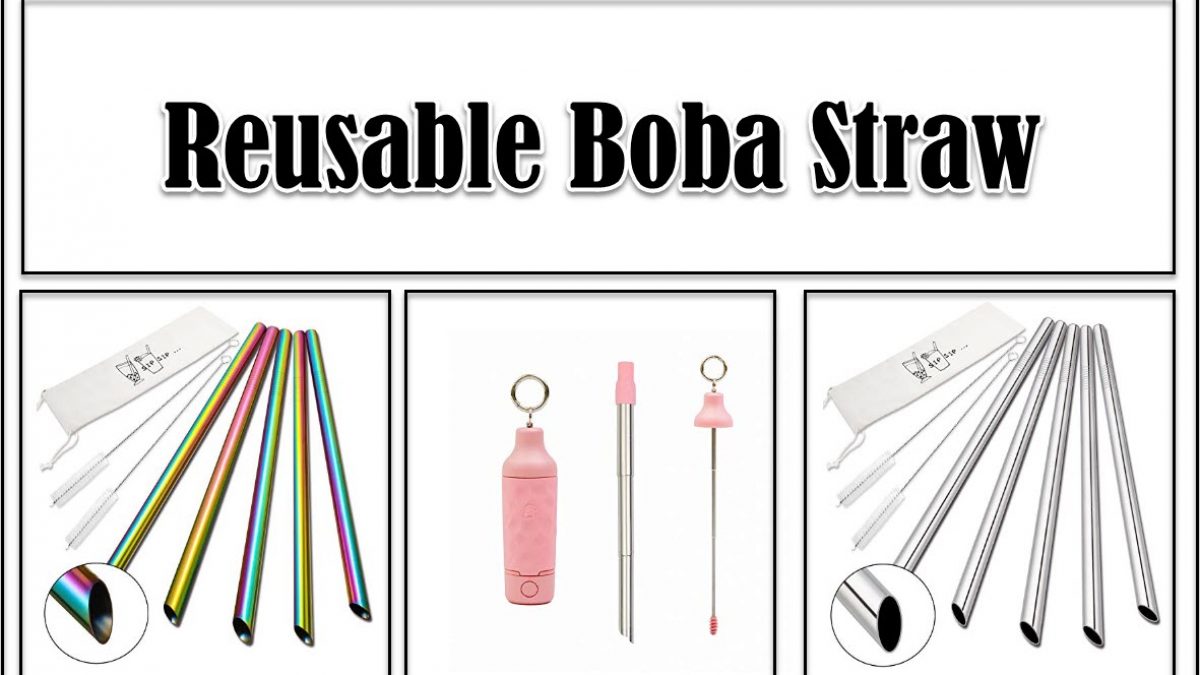 Reusable Boba Smoothie Straw Rainbow Metal Straws Wide Thick Fat Angled Tip  Sharp End Straw for