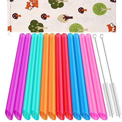 Reusable Boba Smoothie Straw Rainbow Metal Straws Wide Thick Fat Angled Tip  Sharp End Straw for