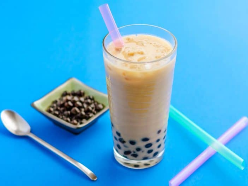 Milk tea with crystal boba