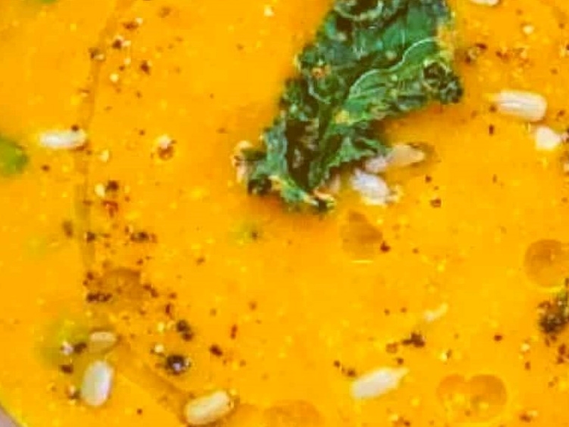 Instant Pot Spiced Red Lentil Sweet Potato Soup