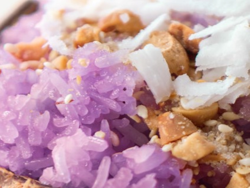 Tom Nam Mak Pao or Purple Sticky Rice With Coconut