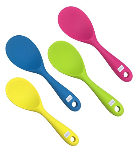 Silicone Rice Paddle Spoon Set of 2,Non Stick Heat Resistant Kitchen Gadget,Works for Rice,Mashed Potato or More Red 